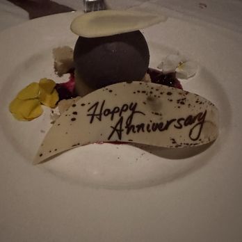 Havana - Delicious blueberry mousse dessert with a sweet message for our Anni! - Seafood Near Me - Bar Harbor, Maine