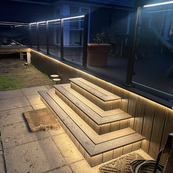 Abel Landscaping - Trex deck steps with LED lighting - General Contractors Near Me - Liverpool, XMS
