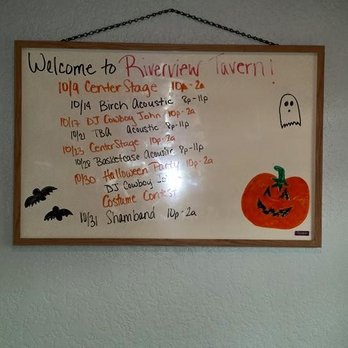 Riverview Tap - a whiteboard with halloween information - Bars Near Me - Decatur, Indiana