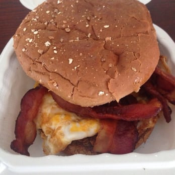 Cafe Cup - Don't get the breakfast sandwich you get a wheat hamburger bun with an egg and bacon - Breakfast & Brunch Near Me - Huntington Beach, California