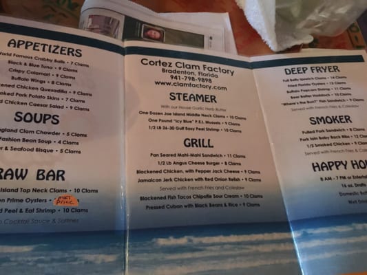 Menu photo 7 Cortez Clam Factory Bradenton, FL