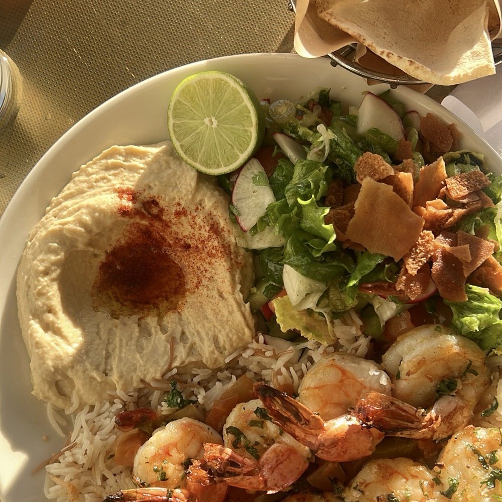 Open Sesame - $27 GRILLED TIGER SHRIMP, Fattoush vn, Hummus vn gf, rice - Mediterranean Near Me - Long Beach, California Open Sesame - $27 GRILLED TIGER SHRIMP, Fattoush vn, Hummus vn gf, rice - Mediterranean Near Me - Long Beach, California