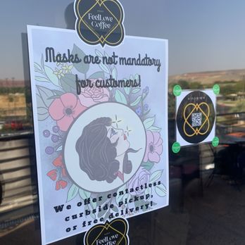 FeelLove Coffee - Love the options they have for your mask preference weather you want to wear them or not! - Coffee & Tea Near Me - St. George, Utah FeelLove Coffee - Love the options they have for your mask preference weather you want to wear them or not! - Coffee & Tea Near Me - St. George, Utah