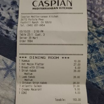 Caspian Mediterranean Kitchen - Persian/Iranian Near Me - Foothill Ranch, California