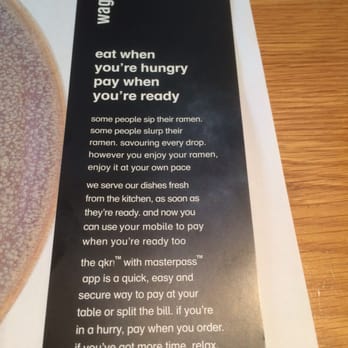 Wagamama - Ramen eating instructions with options for paying - Japanese Near Me - Hounslow, XGL Wagamama - Ramen eating instructions with options for paying - Japanese Near Me - Hounslow, XGL