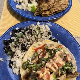 Pork tacos on top, chicken below!