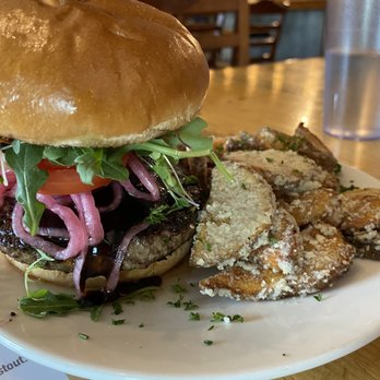 Backslope Brewing - Bistro Burger and Garlic Parmesan fries. - Breweries Near Me - Columbia Falls, Montana Backslope Brewing - Bistro Burger and Garlic Parmesan fries. - Breweries Near Me - Columbia Falls, Montana
