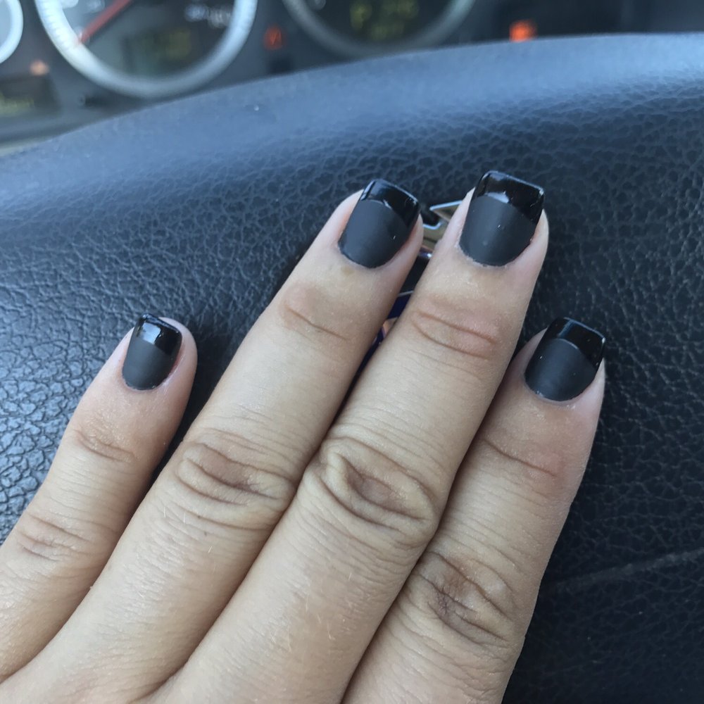 U S Nails - French nails with matte black! I love them! - Nail Salons Near Me - Bryant, Arkansas U S Nails - French nails with matte black! I love them! - Nail Salons Near Me - Bryant, Arkansas