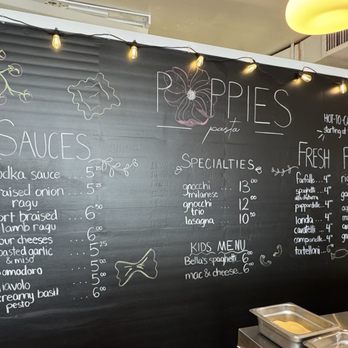 Poppies Pasta - Menu Board - Pasta Shops Near Me - Villa Park, Illinois