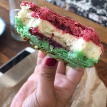 Lucettegrace - Raspberry pistachio macaron ice cream sandwich with raspberry jam - Coffee & Tea Near Me - Raleigh, North Carolina Lucettegrace - Raspberry pistachio macaron ice cream sandwich with raspberry jam - Coffee & Tea Near Me - Raleigh, North Carolina