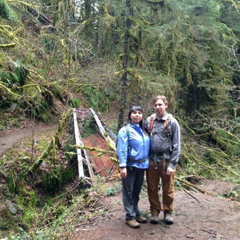 Eagle Creek Trail - Us and the downed bridge. - Hiking Near Me - Bonneville, Oregon