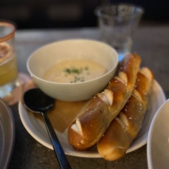 Benchmark - Amazing, fresh pretzel sticks with creamy dip - New American Near Me - Santa Ana, California