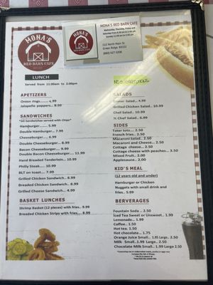Menu photo 2 Mona’s Red Barn Cafe Green Ridge, MO Menu photo 2 Mona’s Red Barn Cafe Green Ridge, MO