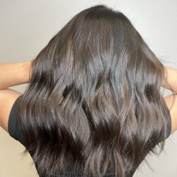 Brown balayage no bleach on jet black hair Brown balayage no bleach on jet black hair