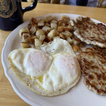 The Original Pancake House - Medium/ well done over easy eggs, sausage patties, grilled potatoes. - Breakfast & Brunch Near Me - Bothell, Washington The Original Pancake House - Medium/ well done over easy eggs, sausage patties, grilled potatoes. - Breakfast & Brunch Near Me - Bothell, Washington