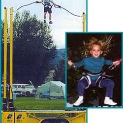 Jukebox Party Express - Our dangle hopper combines a trampoline with bungee cords. Jump extra high for those tough combinations of flips and tricks.