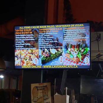 Caveman Cafe - a menu on a large screen - Organic Stores Near Me - Vancouver, British Columbia Caveman Cafe - a menu on a large screen - Organic Stores Near Me - Vancouver, British Columbia