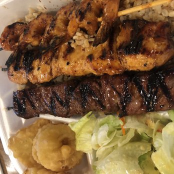 Teriyaki Me! - No 6 : beef, chicken and shrimp , with brown rice ($0.95 extra) - Asian Fusion Near Me - Glendale, California Teriyaki Me! - No 6 : beef, chicken and shrimp , with brown rice ($0.95 extra) - Asian Fusion Near Me - Glendale, California