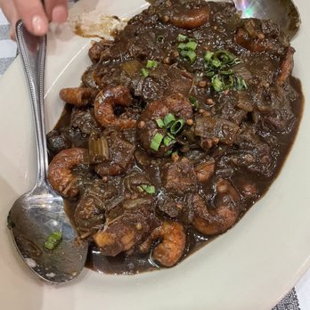 Flying Fish - Shrimp Gumbo w Grits Cake. Huge portion! - Seafood Near Me - Bentonville, Arkansas Flying Fish - Shrimp Gumbo w Grits Cake. Huge portion! - Seafood Near Me - Bentonville, Arkansas