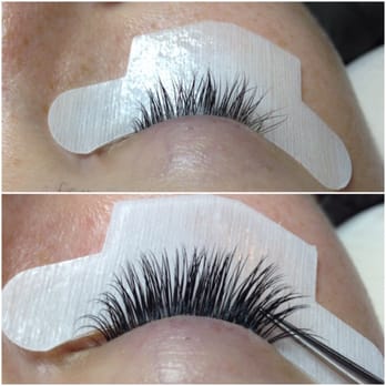 La La Lashes - Before and after of a beautiful Full Set consisting of 80-90 Xtreme Lashes Eyelash Extensions per eye - Eyelash Service Near Me - Birmingham, Michigan