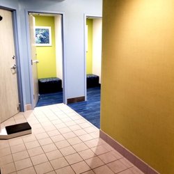 CBRC Health & Fitness - The entrance to the beautiful locker rooms newly furnished with private changing rooms,  showers, and all the toiletries needed.