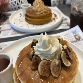 Marlboro Diner - Fig and lemon pancakes front , back are the Pumpkin pancakes topped with pumpkin marscapone Great coffee - Diners Near Me - Englishtown, New Jersey