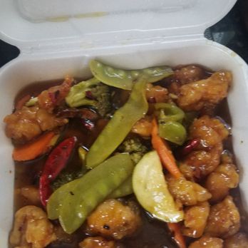 Peking-Tokyo Express - "Orange" chicken swimming in sauce - Chinese Near Me - Lakewood, Colorado