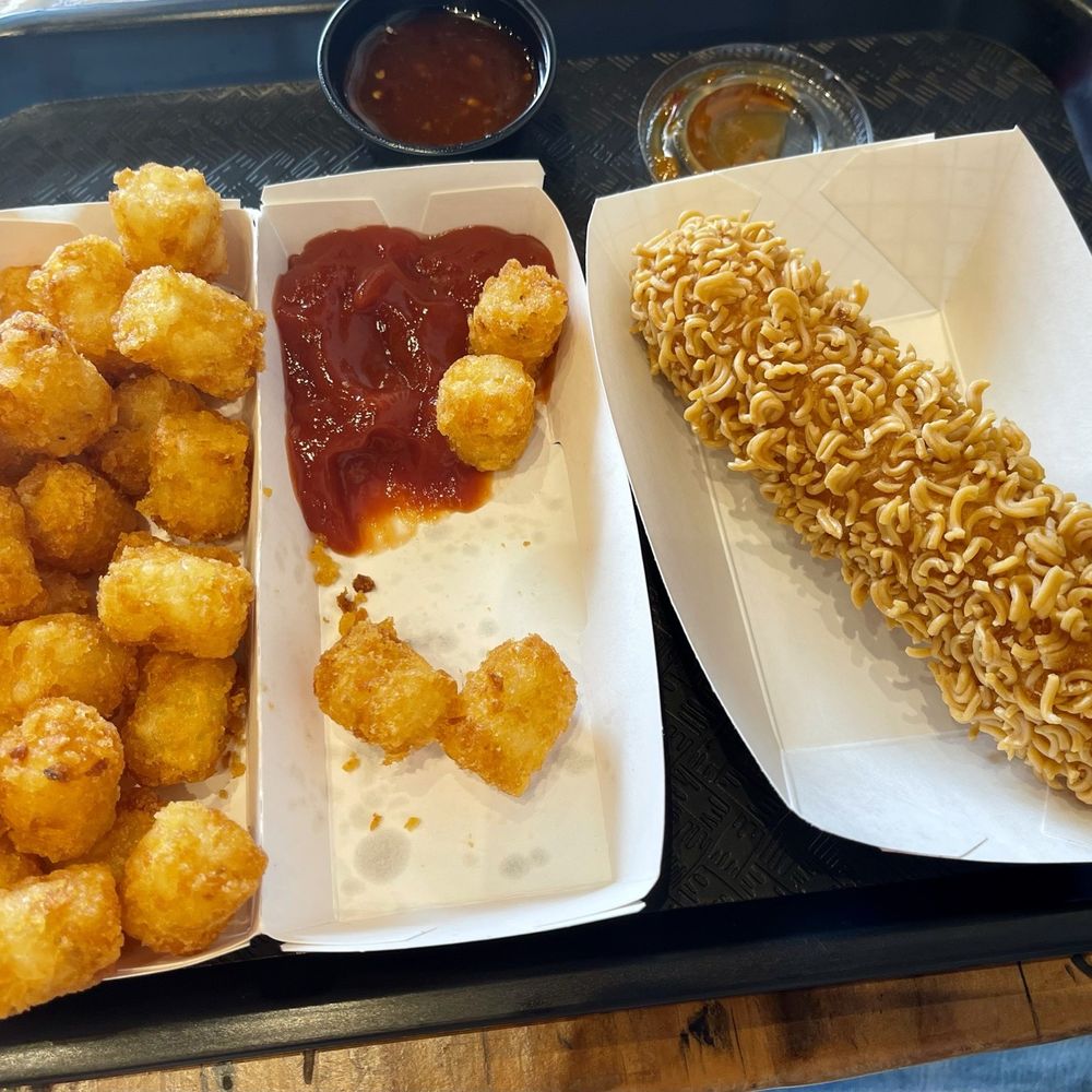 Flaming Kuma Westfield - Tots and a ramen corn dog - Hot Dogs Near Me - Westfield, Indiana