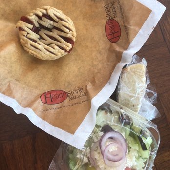 Hearthstone BakeryCafe - Cherry pie and Greek salad (Greek Salad came with warm bread!) - Sandwiches Near Me - San Antonio, Texas