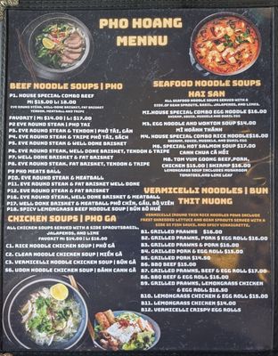 Menu photo 1 Pho Hoang Arcata, CA