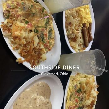 Southside Diner - 2x veggie omelet, 3 egg breakfast, biscuits and gravy - Diners Near Me - Parma, Ohio