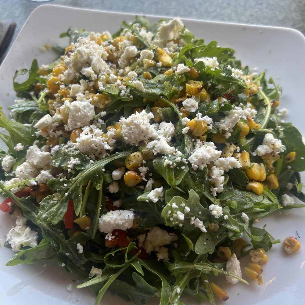 22 Bistro - corn salad with feta, red bell pepper, and a deli-shish light house sauce - New American Near Me - Olympic Valley, California
