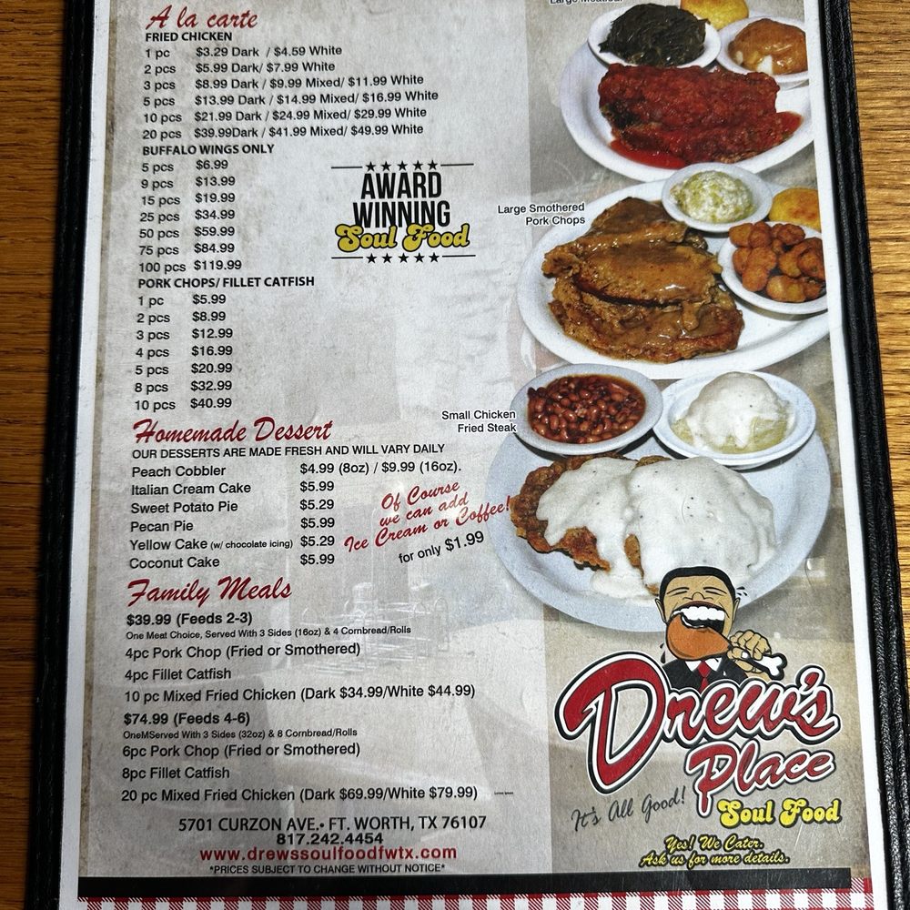 Drew's Place - Drew's Place menus April 10 2026 - Soul Food Near Me - Fort Worth, Texas Drew's Place - Drew's Place menus April 10 2026 - Soul Food Near Me - Fort Worth, Texas