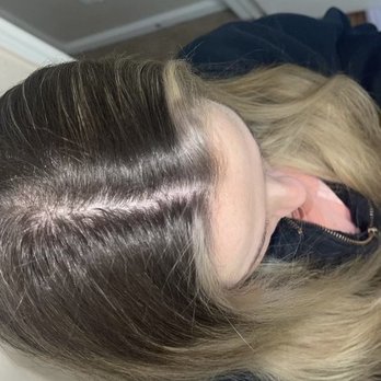 Hair Revival Studio - She went in with blond hair and left with brown on the top and brassy blond on bottom - Hair Salons Near Me - Dallas, Texas