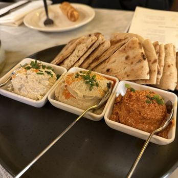 Sea Salt - Warm fresh pita slices with yummy dips/spreads. See my menu photo for more details. - Mediterranean Near Me - New York, New York Sea Salt - Warm fresh pita slices with yummy dips/spreads. See my menu photo for more details. - Mediterranean Near Me - New York, New York