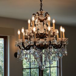 J Rivas Electric - Crystal chandelier installation.