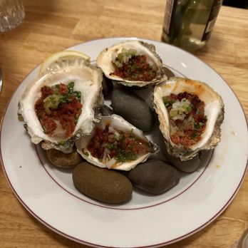 Perla Oyster Bar - Chorizo oysters - Seafood Near Me - Maplewood, New Jersey Perla Oyster Bar - Chorizo oysters - Seafood Near Me - Maplewood, New Jersey