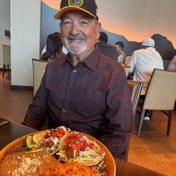 1882 Cantina - Grandpa with his fried fish tacos. - Mexican Near Me - Temecula, California