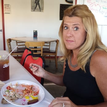 Pizza Tonight - My wife enjoying the home made potato  salad - Pizza Near Me - Hardinsburg, Kentucky