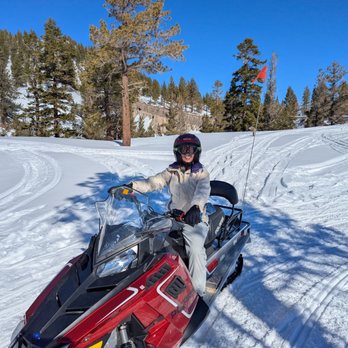 Snowmobile Adventures - The wife loving it.  She has her own and nailed it! - Ski Resorts Near Me - Mammoth Lakes, California