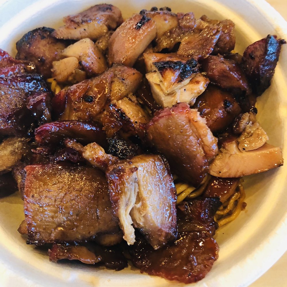 BAMBUU Asian Eatery - Bourbon chicken and Chinese New York Style BBQ Pork over noodles - Asian Fusion Near Me - Vero Beach, Florida