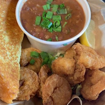 Cane Patch Kitchen - $23 dollars for 8 shrimps and Red Beans And rice that was partially cooked. - Soul Food Near Me - San Diego, California