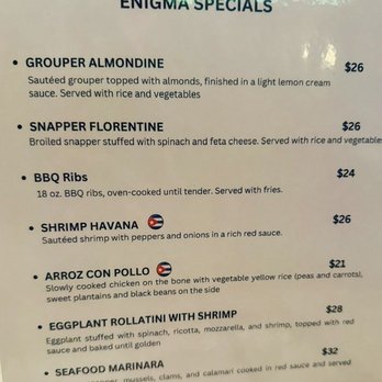 Enigma Bistro - Enigma menu daily specials - Cuban Near Me - Delray Beach, Florida Enigma Bistro - Enigma menu daily specials - Cuban Near Me - Delray Beach, Florida