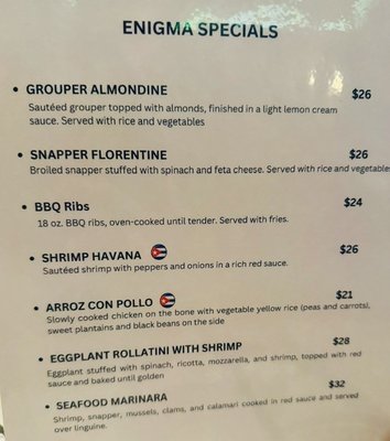 Menu photo 1 Enigma Bistro Delray Beach, FL Menu photo 1 Enigma Bistro Delray Beach, FL