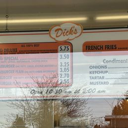 Menu with newly raised prices. Menu with newly raised prices.