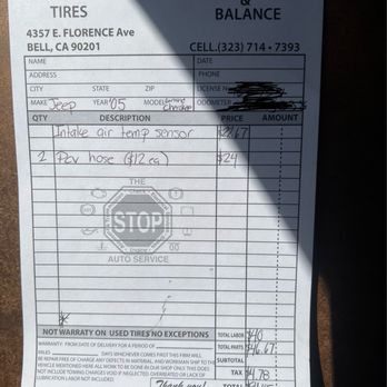 The Stop Auto Service - What i had to pay for extra when they fixed the wrong thing i had gone in for. - Oil Change Stations Near Me - Bell, California