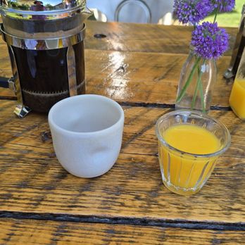 The Lost Kitchen - Fresh tangerine juice & French press coffee - Salad Near Me - Freedom, Maine