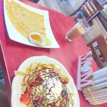 The Chocolate Bar- Highland - Left: German Crepe Right: Fettuccine Crepe - Creperies Near Me - Highland, California