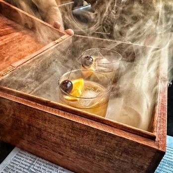 Elevations Eatery And Bar - Two smoked old fashioneds - Burgers Near Me - Estes Park, Colorado