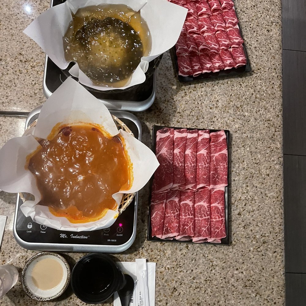 Paper Pot Shabu - House spicy, Choice rib eye large, kombu, Kobe Black Chuck - Hot Pot Near Me - Diamond Bar, California Paper Pot Shabu - House spicy, Choice rib eye large, kombu, Kobe Black Chuck - Hot Pot Near Me - Diamond Bar, California